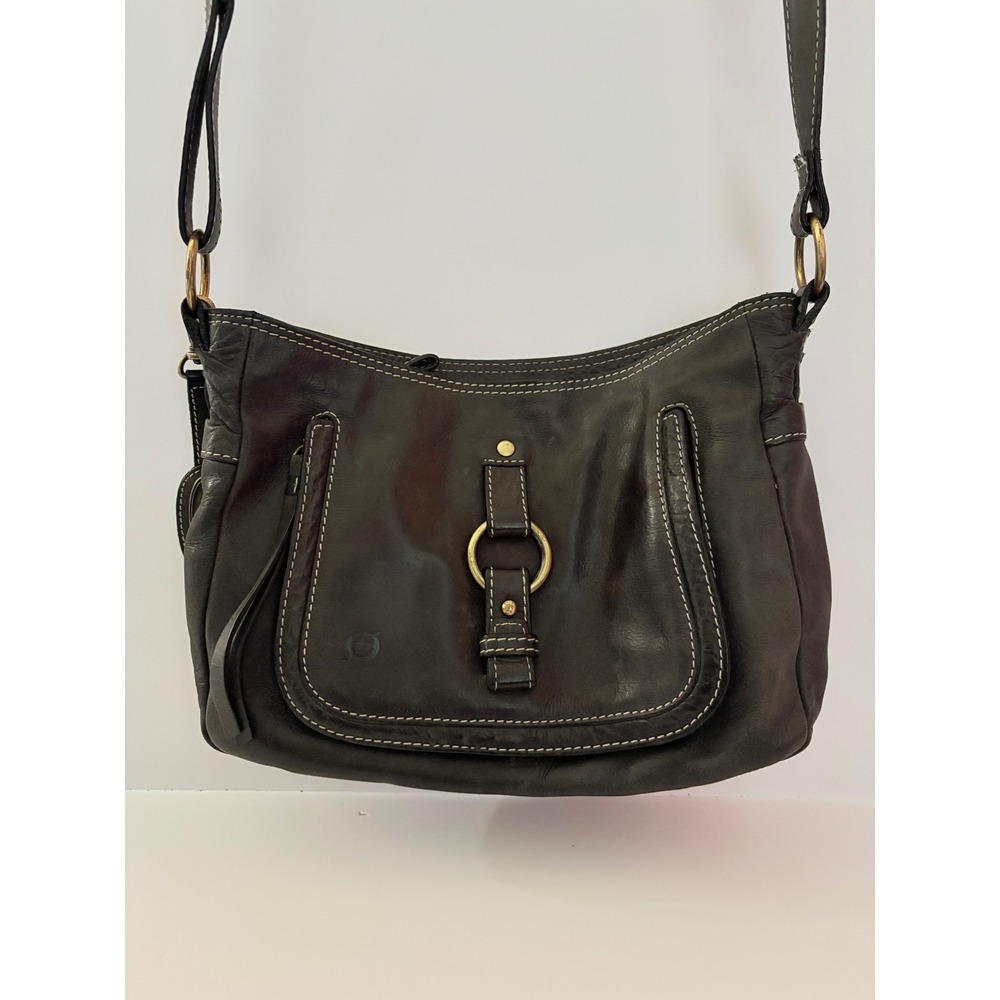 Born Crossbody Bag Womens Brown Genuine Leather Organizer Pocket Small Hook Loop - Picture 3 of 11